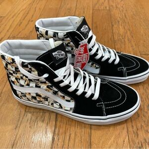 VANS Sk8-Hi Checkerboard Suede Shoes Skate Black Sneakers Men's Size 10